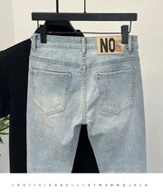 Jeans Men's Trendy Brand Light-colored Fashion Youth Casual Pants Cowboy Simple Ruffian Handsome Slim-fitting Skinny Jeans Men