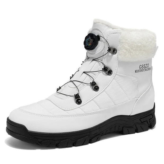 Winter Men Boots Outdoor Men Snow Boots High Top Cotton Boots with Fur Waterproof Non-slip Ankle Boots Lightweight Work Boots