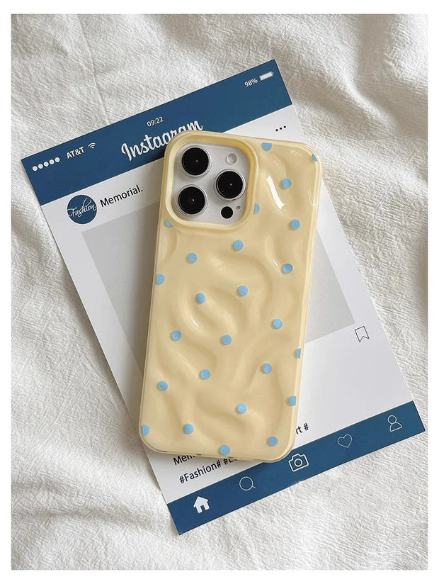 Love Polka Dot Folds Texture Phone Cases For IPhone 15 16 Pro Max Case 13 14 Pro Soft Silicone Shockproof Fashionable Cover Case