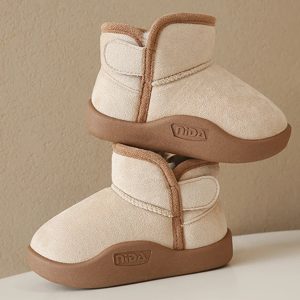 Winter Snow Boots For Children PU Leather Waterproof Kid's Plush Boots Thick Warm Cotton Shoes For Kids Boy's Girl's Warm Boots