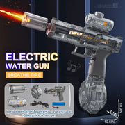 New  Electric Water Gun With light Sprays Flame Effect Continuously High-pressure High-speed Powerful Outdoor Water Gun Toys USB