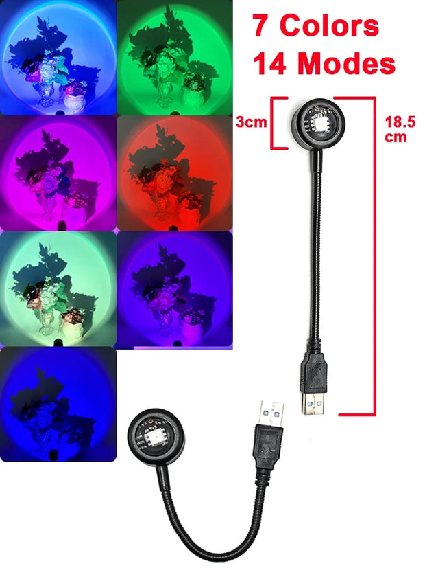USB LED Sunset Rainbow Projection Lamp