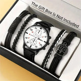 Men’s Hip-Hop Style Quartz Watch & Bracelet Set