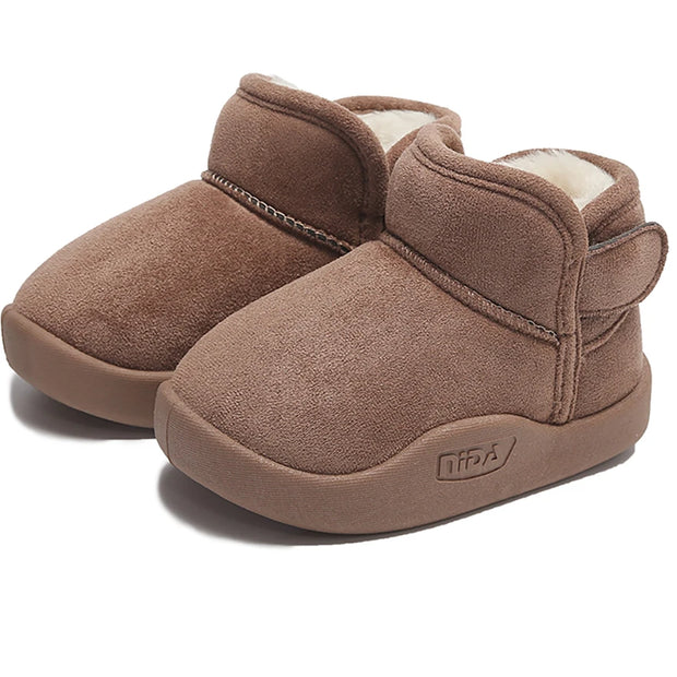 Winter Snow Boots For Children PU Leather Waterproof Kid's Plush Boots Thick Warm Cotton Shoes For Kids Boy's Girl's Warm Boots