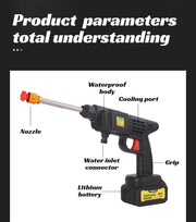 GMY【Cordless Handheld Water Gun】Lithium Battery Rechargeable High-Pressure Washer - Portable Car Wash Sprayer for Home