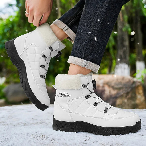 Winter Men Boots Outdoor Men Snow Boots High Top Cotton Boots with Fur Waterproof Non-slip Ankle Boots Lightweight Work Boots