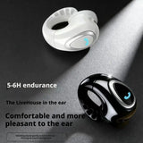Black open-ear clip-on wireless earbuds product shot on dark background