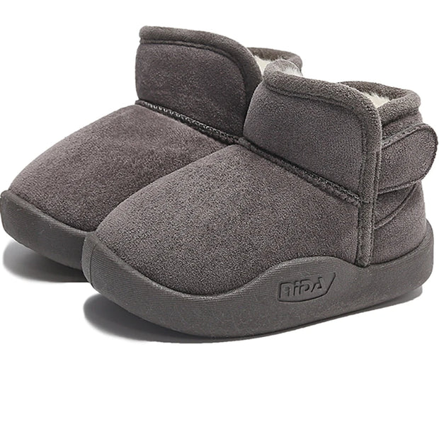 Winter Snow Boots For Children PU Leather Waterproof Kid's Plush Boots Thick Warm Cotton Shoes For Kids Boy's Girl's Warm Boots