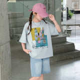 Girls Summer Outfit Set – Print T-Shirt + Shorts (Ages 5-14)