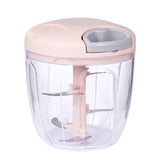 Manual vegetable chopper with pink lid and 900ML clear container