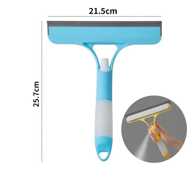 3 in 1 Window Cleaning Squeegee Multi Function Glass Mirror Wiper with Spray Bottle Microfiber Scrub Household Car Cleaner Tools