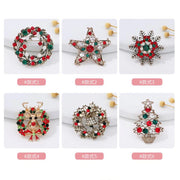 Christmas series jewelry brooch, retro full color diamond snowflake clothing,