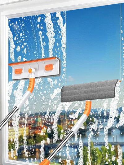 Telescopic Window Cleaning Mop – Microfiber Glass Squeegee & Scraper