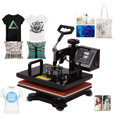 12x15 Inch Combo Heat Press Machine Professional Dual Digital Sublimation Heat Transfer Swing Machine 360-degree Rotation