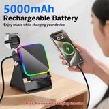 3500mAh rechargeable battery with phone charging stand and person using phone