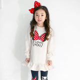 Kids Clothing Set spring autumn cartoon bow knot outfit