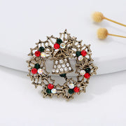 Christmas series jewelry brooch, retro full color diamond snowflake clothing,