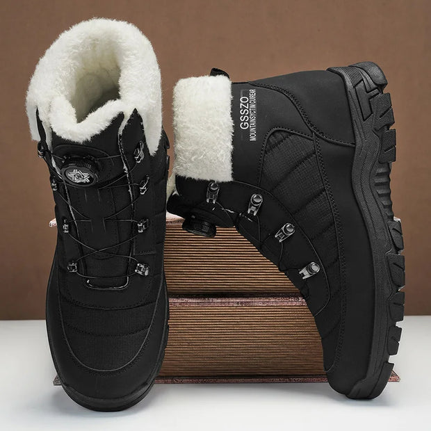 Winter Men Boots Outdoor Men Snow Boots High Top Cotton Boots with Fur Waterproof Non-slip Ankle Boots Lightweight Work Boots