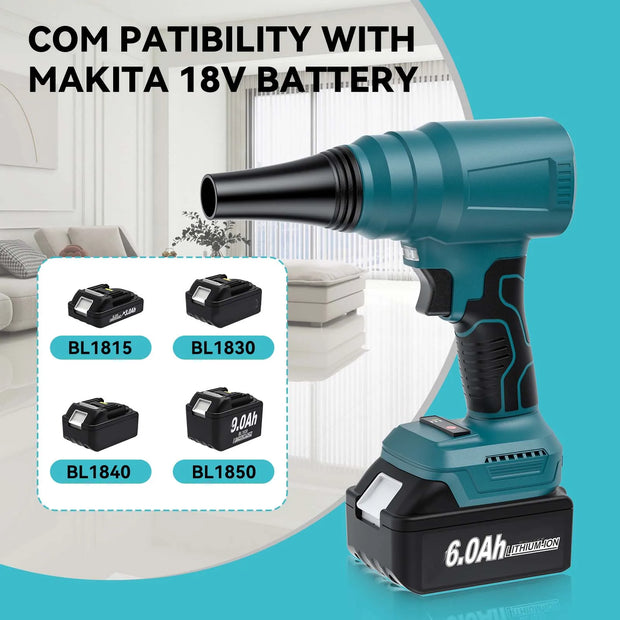 Cordless Electric Air Blower Turbo Jet Rechargeable Handheld Garden Leaf Blower Dust Blowing Tool For Makita 18V Battery