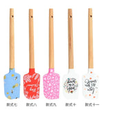 Christmas Themed Wooden Handle Pastry Batter Mixing Scraper Cake Cream Silicone Spatula Baking Decorating Tools Kitchen Utensils