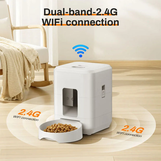 Smart Pet Feeder 2L Automatic Wifi Enabled Dry Food Dispenser for Cat Dog Home Use App Control Pet Supplies Auto Feeding System.