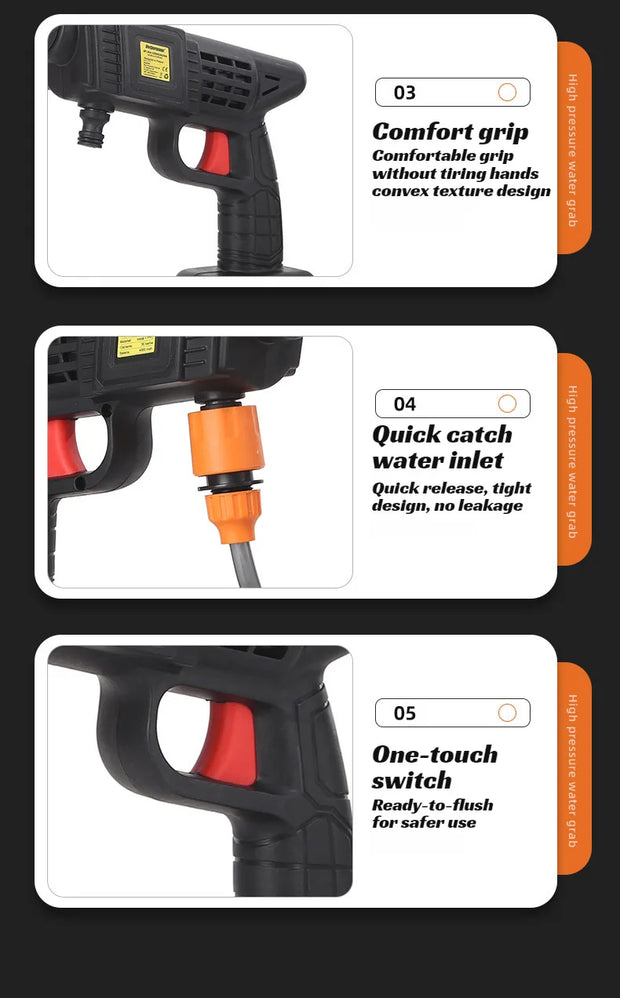 GMY【Cordless Handheld Water Gun】Lithium Battery Rechargeable High-Pressure Washer - Portable Car Wash Sprayer for Home