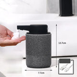 Automatic touchless soap dispenser with infrared motion sensor dispensing foam – gray textured body, black pump, USB rechargeable, 13.7 cm tall