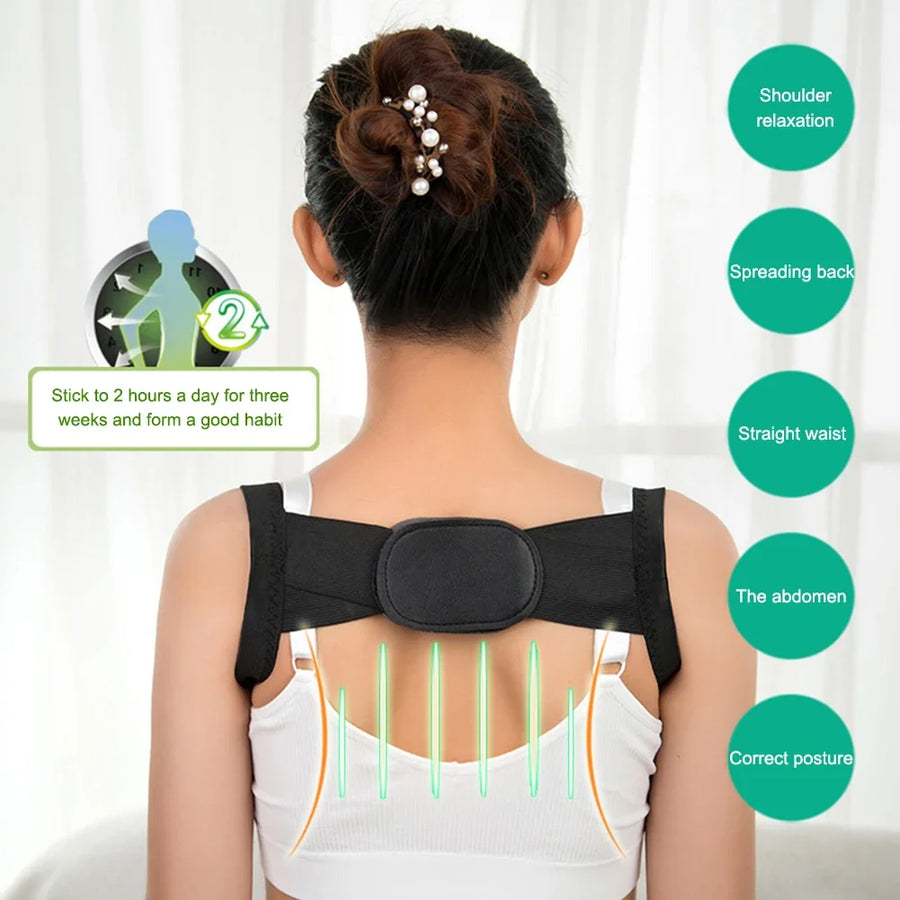 Adjustable Posture Corrector – Back Support Shoulder Belt, Straightens Spine, Corrects Posture