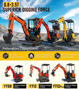 1.5 Ton Mini Excavator – Compact Micro Digger with Custom Colors for Greenhouse & Farm