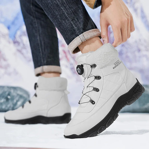 Winter Men Boots Outdoor Men Snow Boots High Top Cotton Boots with Fur Waterproof Non-slip Ankle Boots Lightweight Work Boots