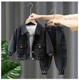 Boys Casual Clothing Set, Jacket and Jeans Two-Piece for Spring and Autumn