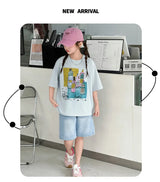 Girls Summer Outfit Set – Print T-Shirt + Shorts (Ages 5-14)