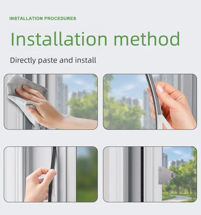 Three-step installation method for self-adhesive sealing strips