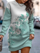 Women's Printed Sportswear Top – Round Neck Long Sleeve