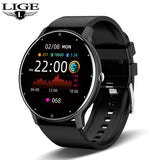 Beige LIGE smartwatch with digital display showing LIGE branding