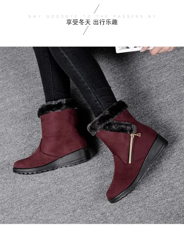 Winter Women Boots Fashion High-top Cotton Shoe Non Slip Wedges Platform Booties Mid-calf Snow Boots Warm Winter Boots for Women