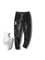 Jeans For Man Clothes Straight Baggy Wide Leg Casual Oversize Pants Vintage Korean Streetwear Tapered Embroidered Trousers