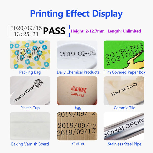 LA50 Portable Inkjet Label Printer 12.7mm Production Date Time Batch Number Handheld Inkjet Printer