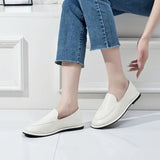 Women's Genuine Leather Loafers – Round Toe Slip-On Flat Shoes