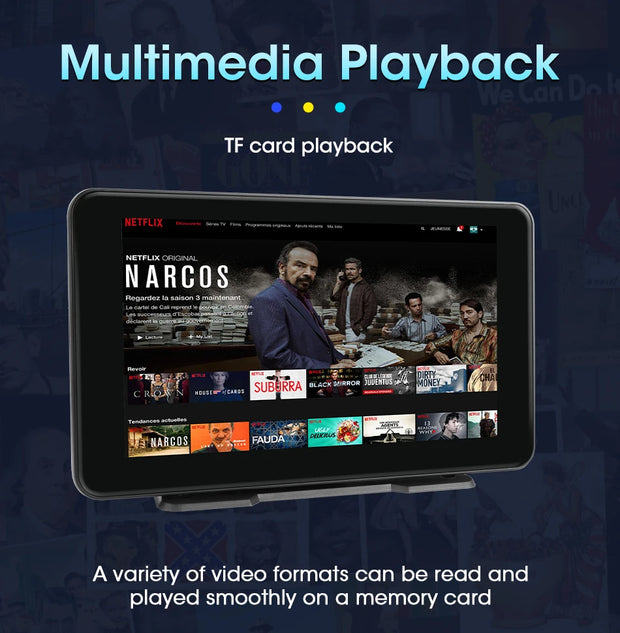 Vtopek Carplay screen displaying Netflix interface, showcasing multimedia playback features with TF card support.