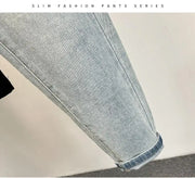 Jeans Men's Trendy Brand Light-colored Fashion Youth Casual Pants Cowboy Simple Ruffian Handsome Slim-fitting Skinny Jeans Men