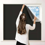 210D Removable Light Blocking Darkest Window Cloth DIY Total Blackout Glass Privacy Darkening Window Tint Black Window Sticker
