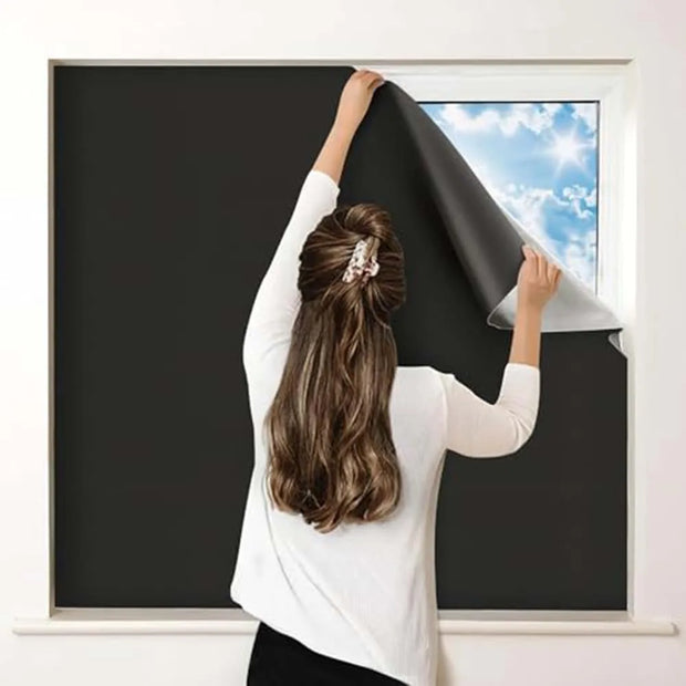 210D Removable Light Blocking Darkest Window Cloth DIY Total Blackout Glass Privacy Darkening Window Tint Black Window Sticker