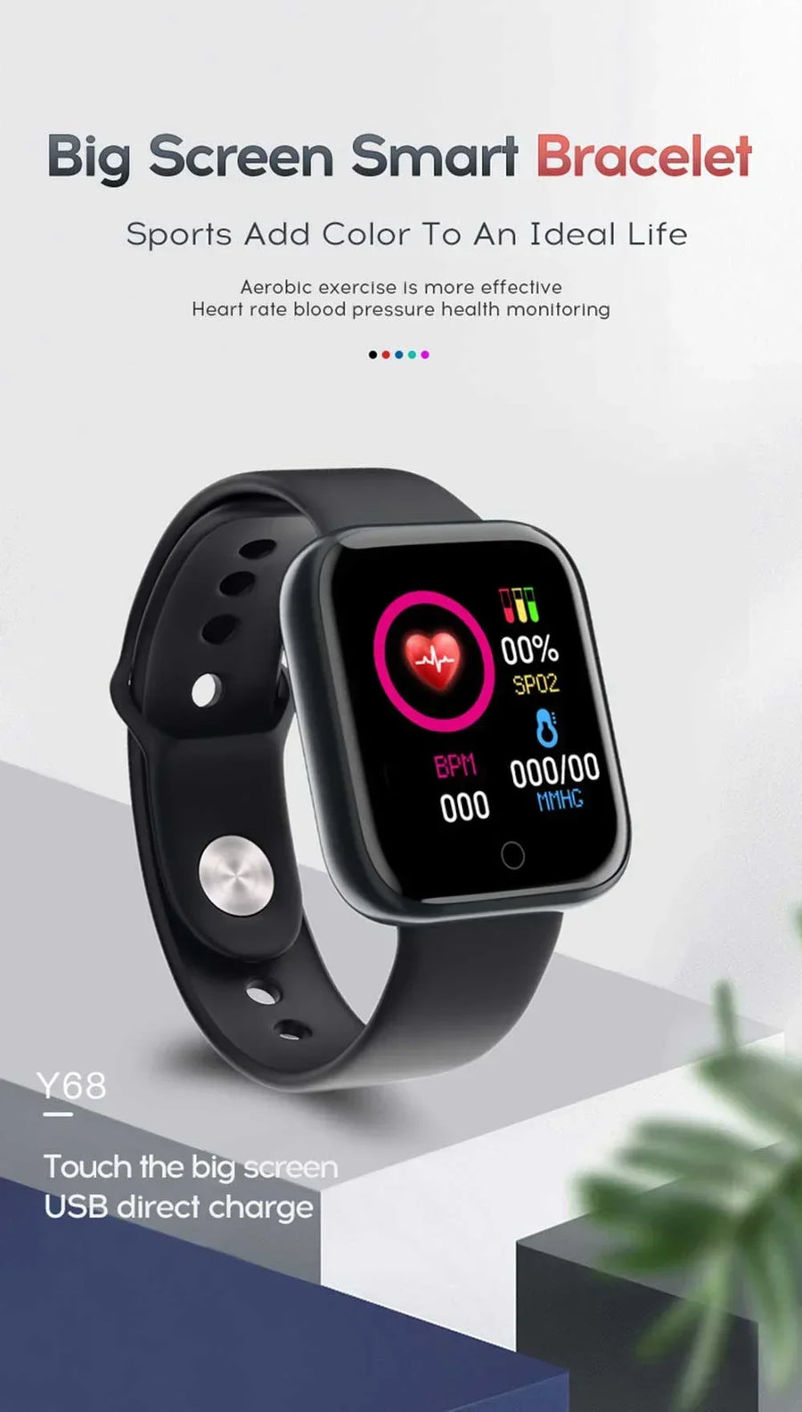 Smart Watch Y68 – on-wrist lifestyle view