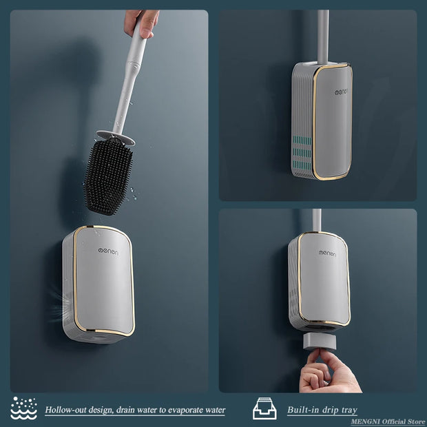 Wall-Mount Quick Drain Toilet Brush Set