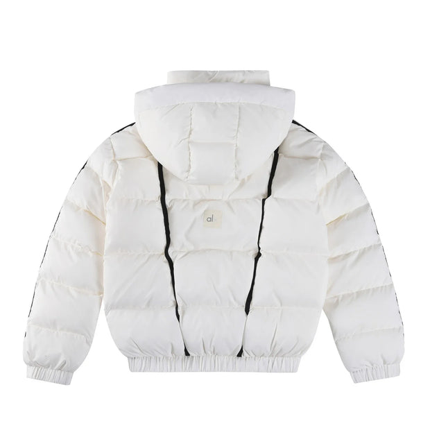White Winter Jacket for Women Fashion Long Sleeve Hooded Bread Cotton Clothes Female Leisure Thick Warm Padded Coat Women