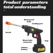 GMY【Cordless Handheld Water Gun】Lithium Battery Rechargeable High-Pressure Washer - Portable Car Wash Sprayer for Home
