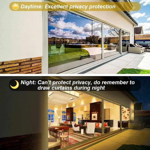 House Window Tint Privacy Film Anti Look Vinyl Mirror Foil Non Adhesive Car Glass Screen Stickers Rolls Heat UV Protection Tools