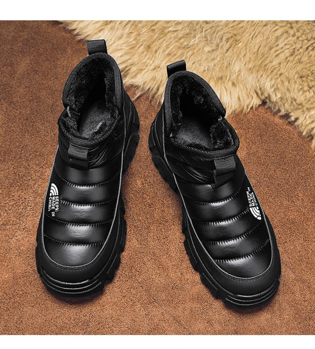 Winter Snow Boots, Men's Insulated Warm Cotton Boots, Anti-slip and Wear-resistant Hiking Shoes, Casual Outdoor Boots