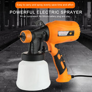 500W Portable Electric Spray Gun 900ml 300mm Household Paint Sprayer Flow Control Adjustable Nozzle for Furniture/Walls/Fences